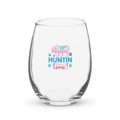Easter Hip Hoppy Huntin Time Stemless Wine Glass