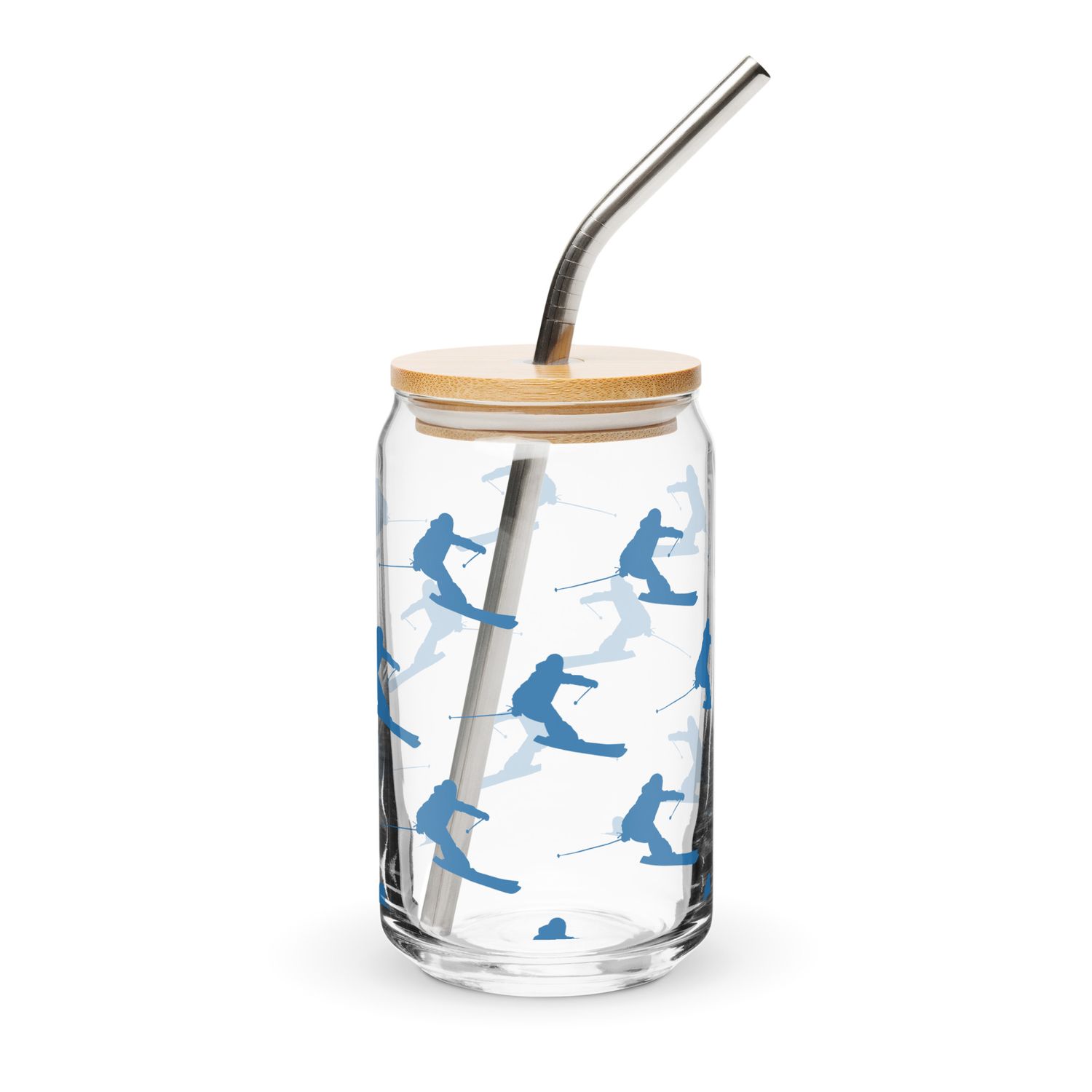 Skier Can-Shaped Glass