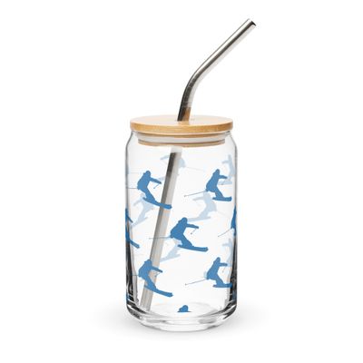 Skier Can-Shaped Glass
