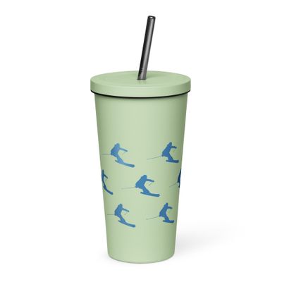Skier Insulated Tumbler with a Straw