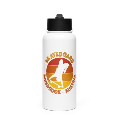 Innsbruck Austria Skateboarder Urban Skateboarding Stainless Steel Water Bottle with a Straw Lid