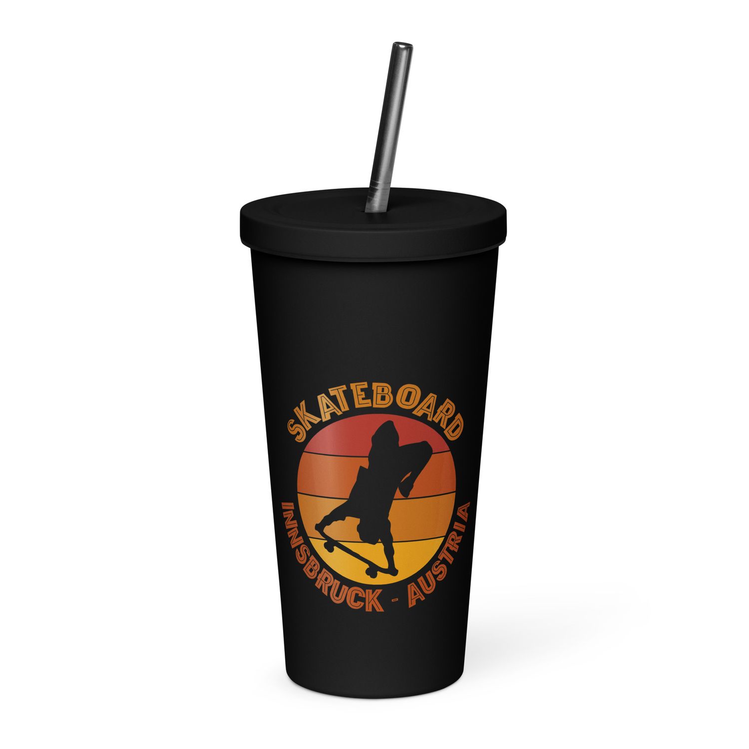 Innsbruck Austria Skateboarder Urban Skateboarding Insulated Tumbler with a Straw