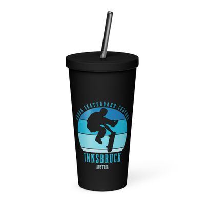 Innsbruck Austria Skateboard Culture Urban Skateboarding Insulated Tumbler with a Straw