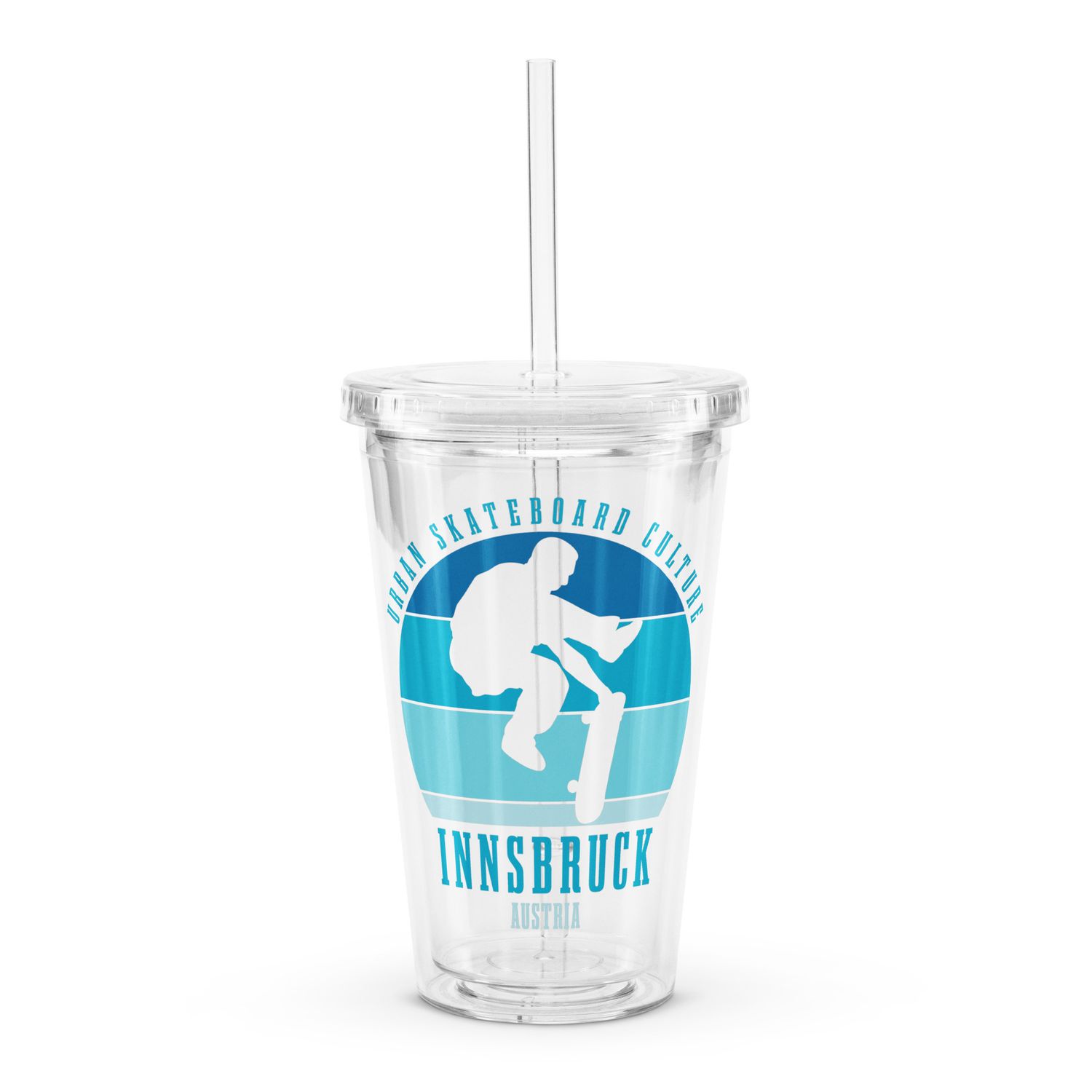 Innsbruck Austria Skateboard Culture Urban Skateboarding Clear Plastic Tumbler