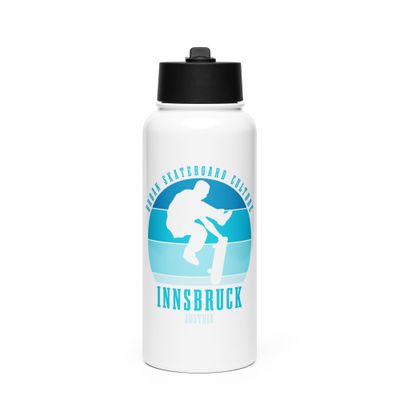 Innsbruck Austria Skateboard Culture Urban Skateboarding Stainless Steel Water Bottle with a Straw Lid