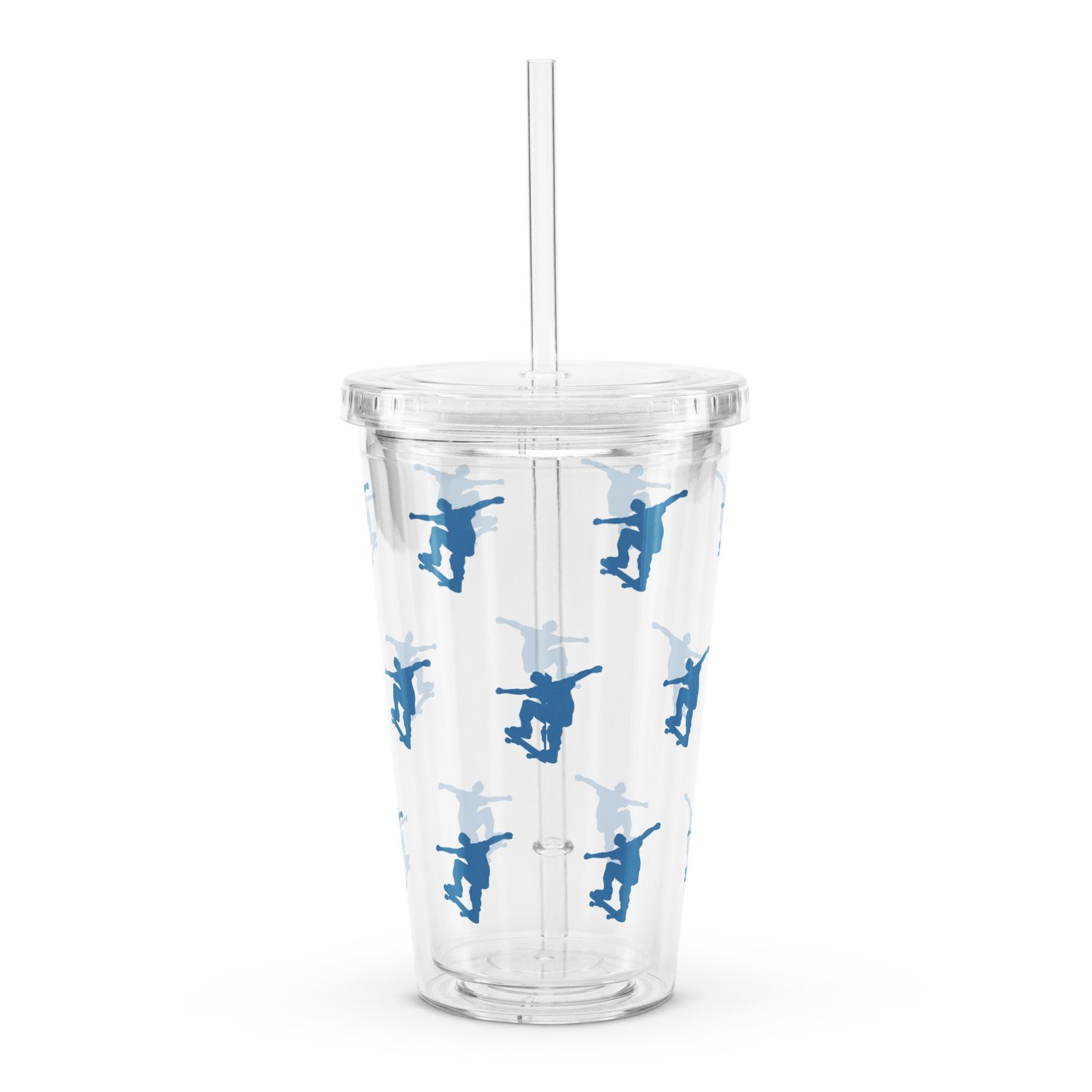 Skateboarder Clear Plastic Insulated Tumbler