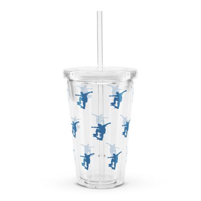 Skateboarder Clear Plastic Insulated Tumbler