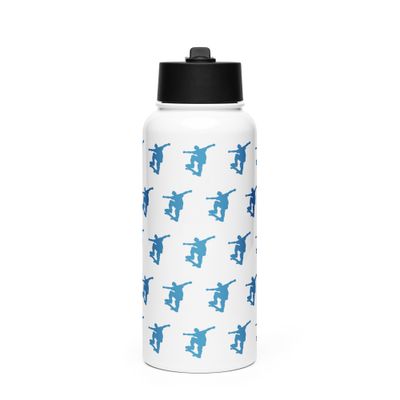 Skateboarder Stainless Steel Water Bottle with a Straw Lid