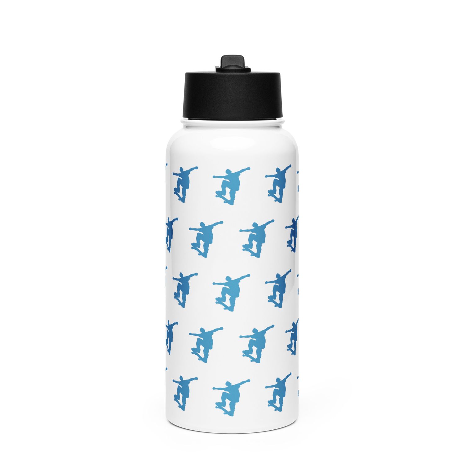 Skateboarder Stainless Steel Water Bottle with a Straw Lid
