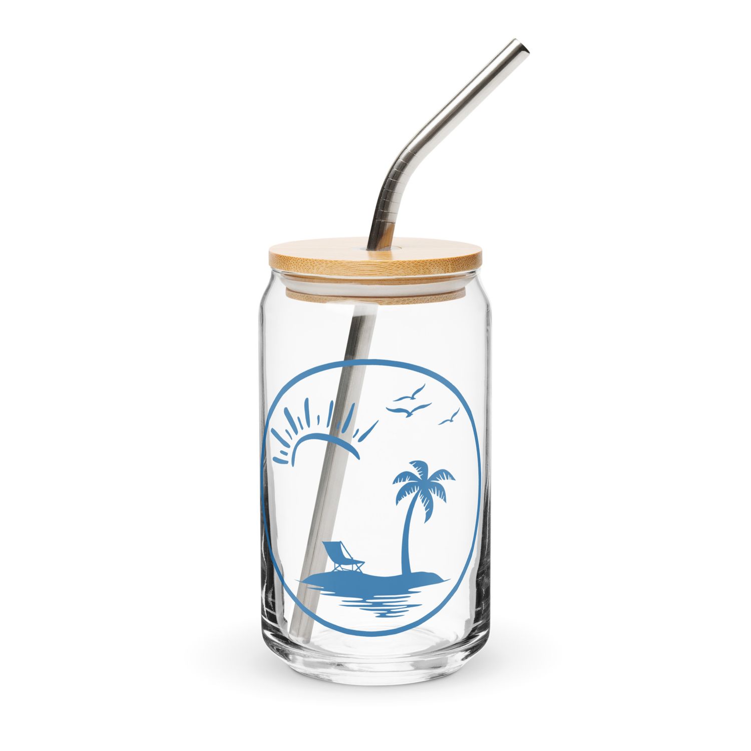 Vacation Vibes Circle Can-Shaped Glass