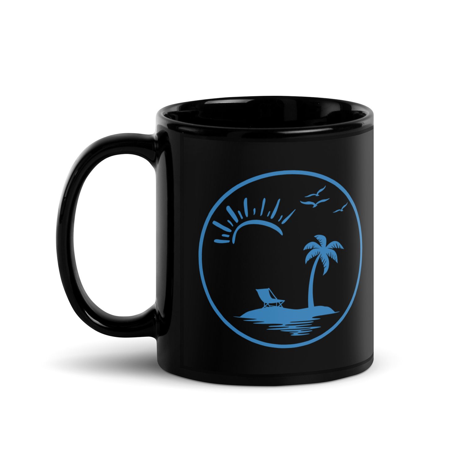 Vacation Vibes Circle Black Coffee Mug