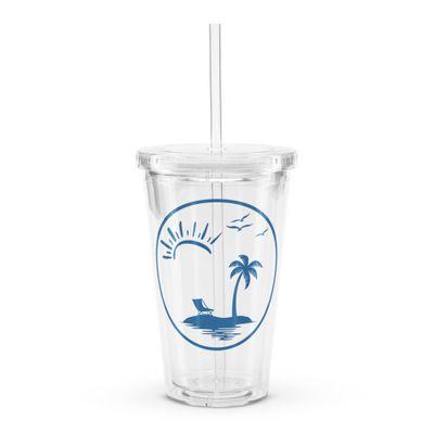 Vacation Vibes Circle Clear Plastic Insulated Tumbler