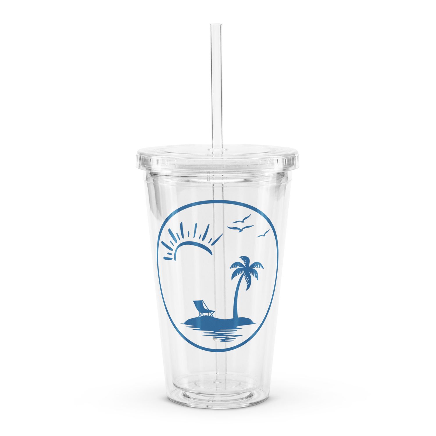 Vacation Vibes Circle Clear Plastic Insulated Tumbler