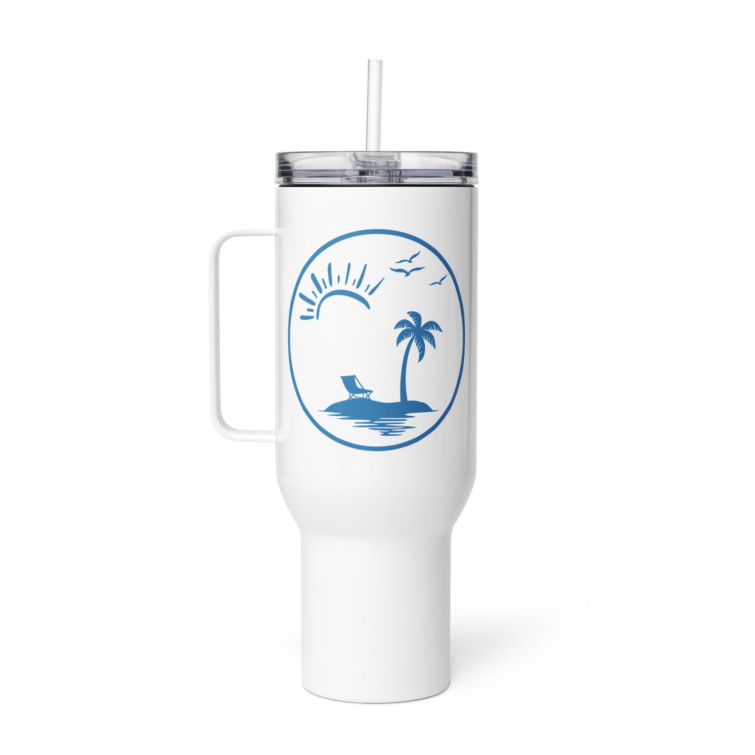 Vacation Vibes Circle Travel Mug with a Handle