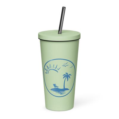 Vacation Vibes Circle Insulated Tumbler with a Straw