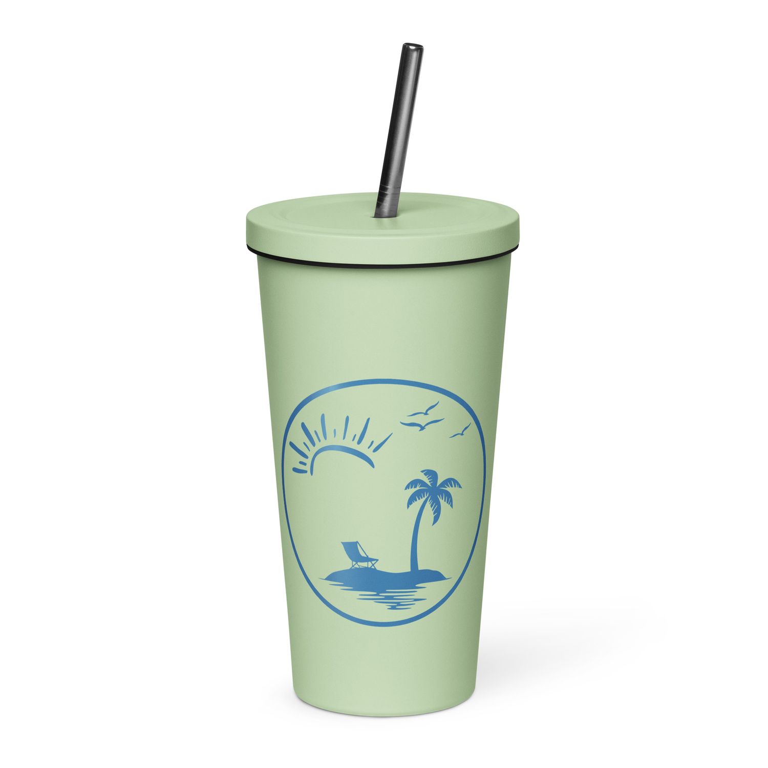 Vacation Vibes Circle Insulated Tumbler with a Straw