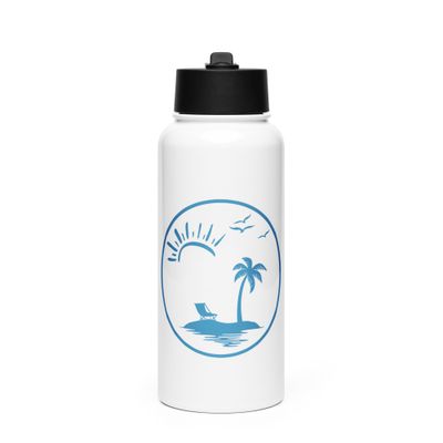 Vacation Vibes Circle Stainless Steel Water Bottle with a Straw Lid