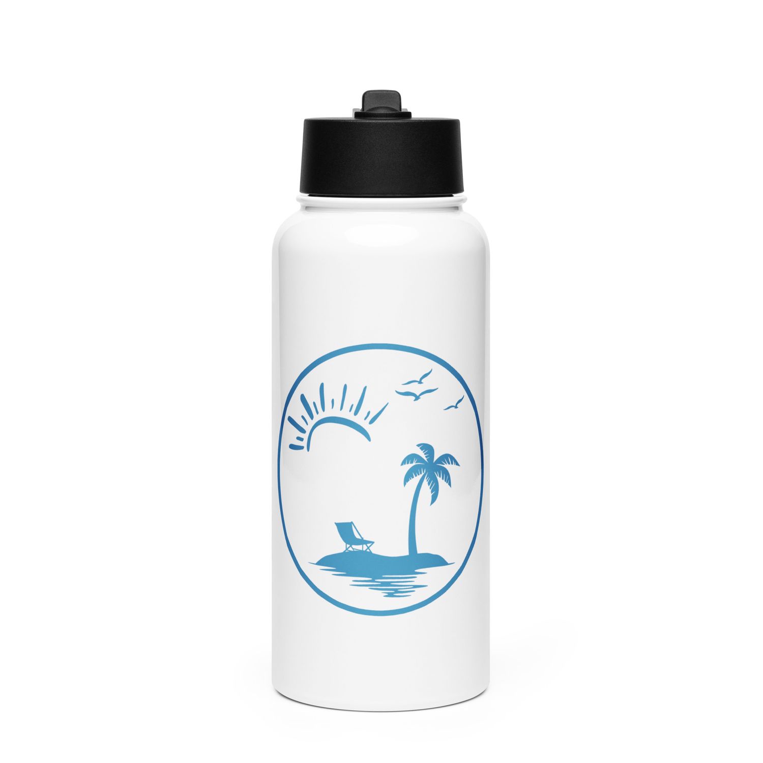Vacation Vibes Circle Stainless Steel Water Bottle with a Straw Lid
