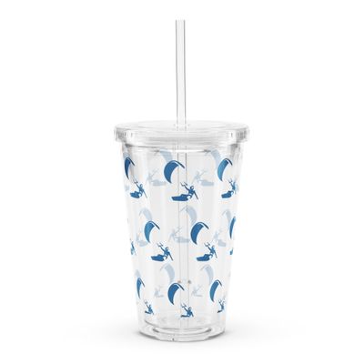 Kitesurfer Clear Plastic Insulated Tumbler