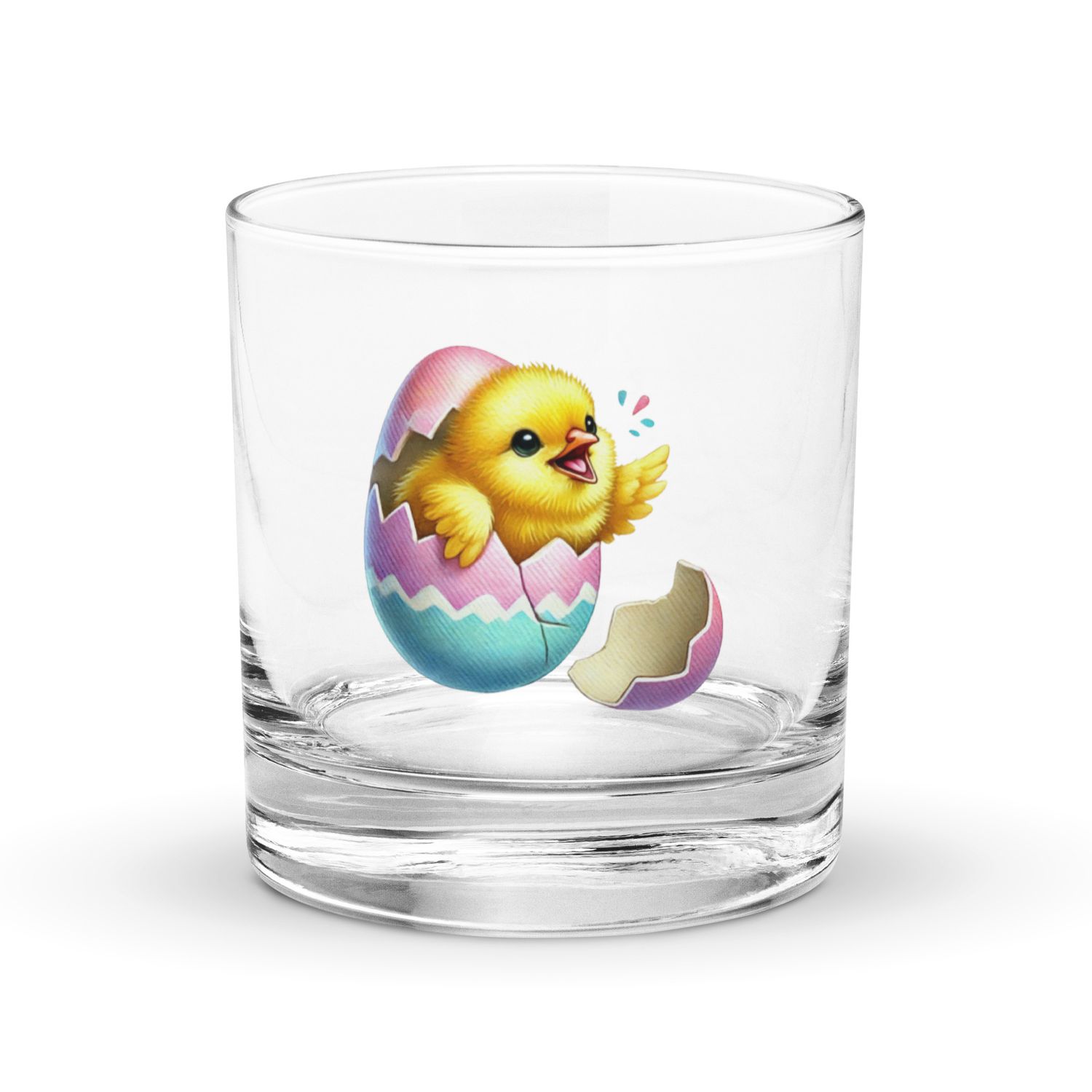 Hatching Easter Chick Rocks Glass