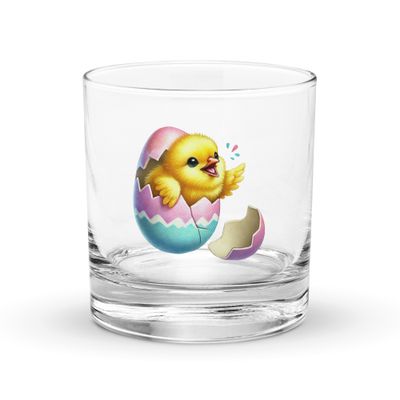 Hatching Easter Chick Rocks Glass