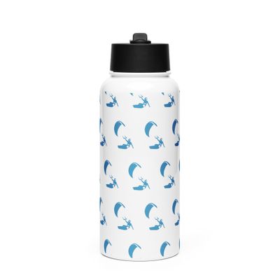 Kitesurfer Stainless Steel Water Bottle with a Straw Lid