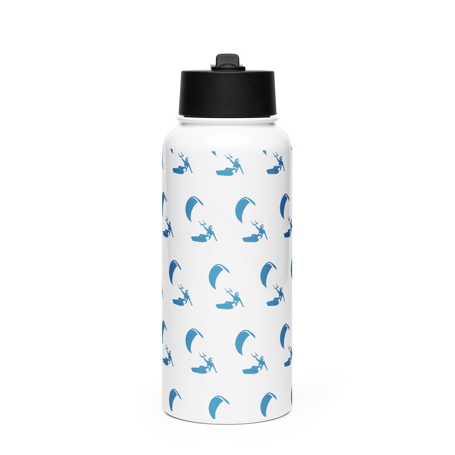 Kitesurfer Stainless Steel Water Bottle with a Straw Lid