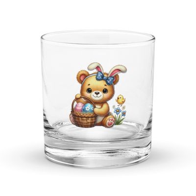 Cute Easter Bear Rocks Glass