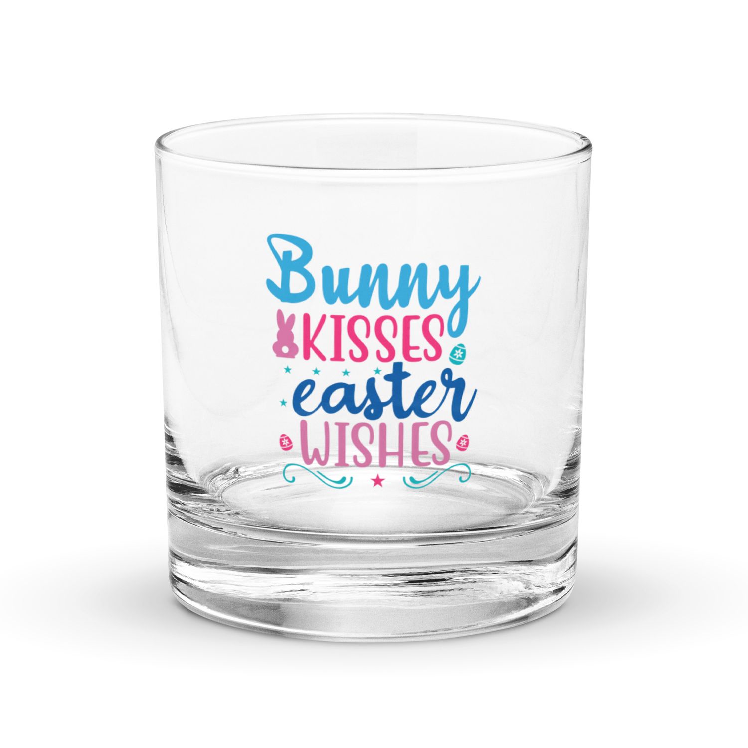 Bunny Kisses Easter Wishes Rocks Glass