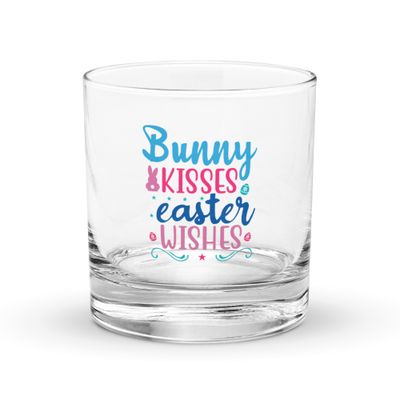 Bunny Kisses Easter Wishes Rocks Glass