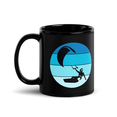 Kitesurfer Blue Circle Black Coffee Mug