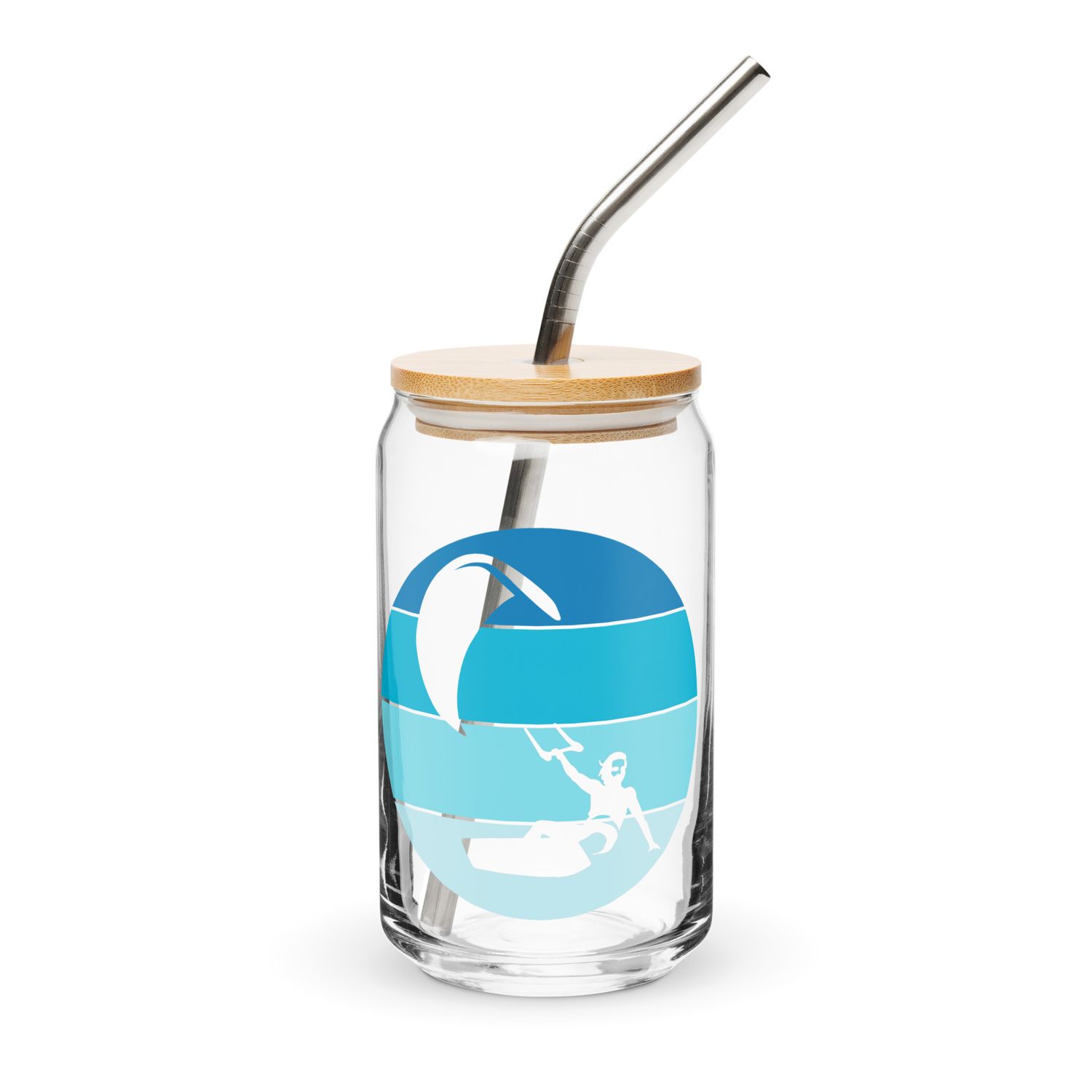 Kitesurfer Blue Circle Can-Shaped Glass
