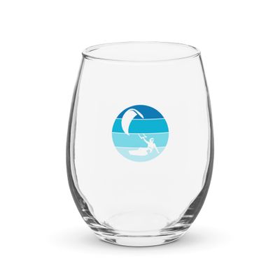 Kitesurfer Blue Circle Stemless Wine Glass