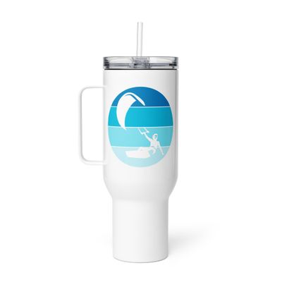 Kitesurfer Blue Circle Travel Mug with a Handle