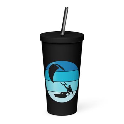 Kitesurfer Blue Circle Insulated Tumbler with a Straw
