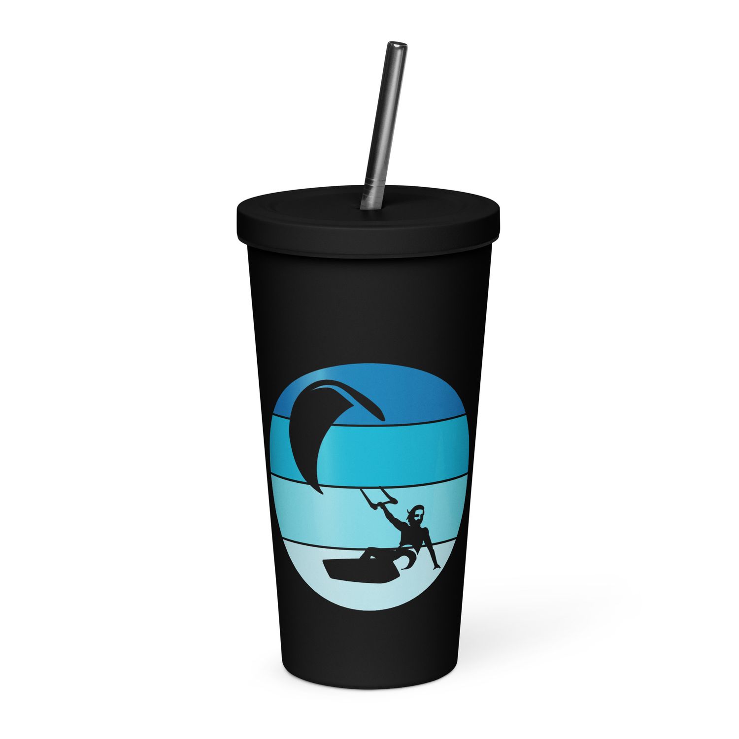 Kitesurfer Blue Circle Insulated Tumbler with a Straw