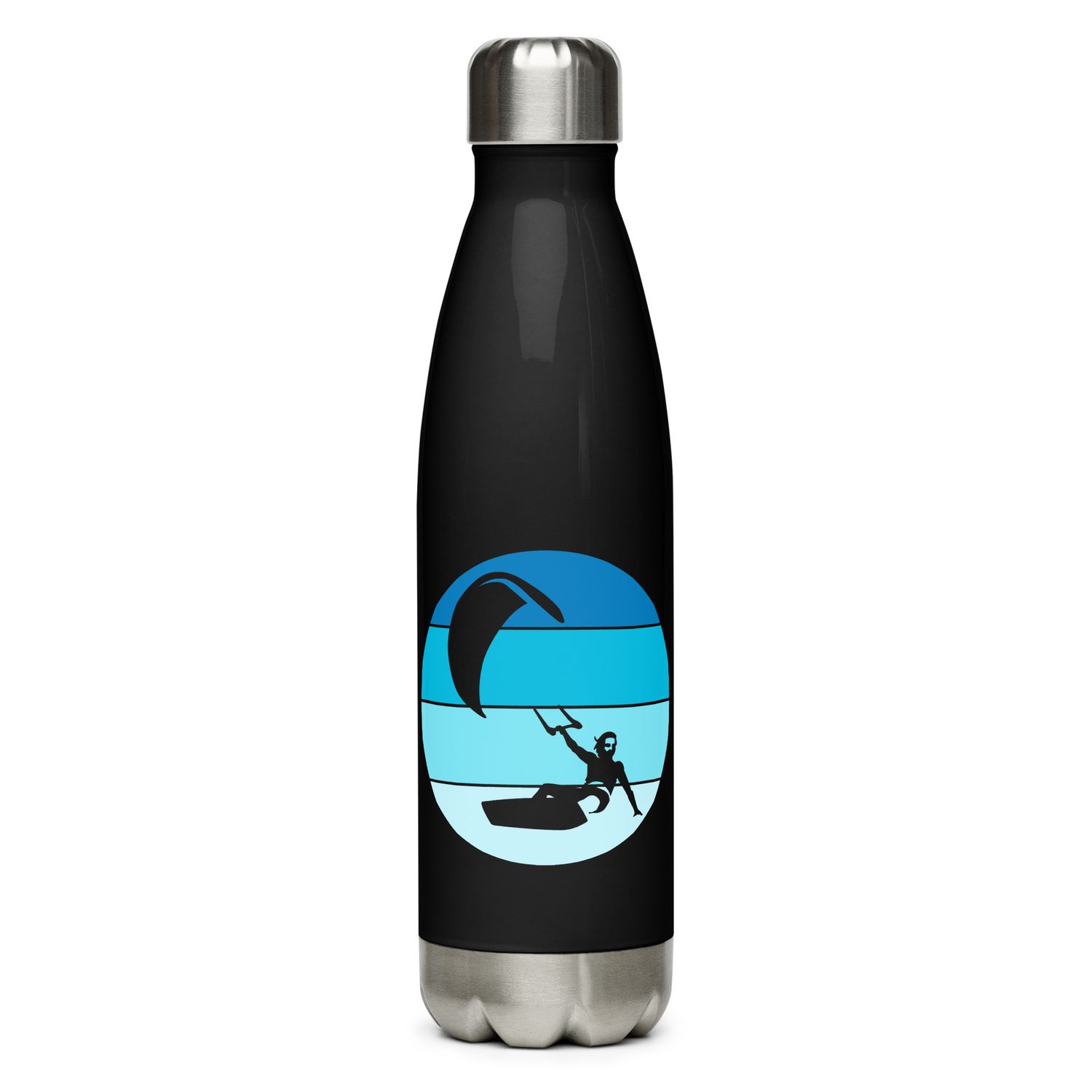 Kitesurfer Blue Circle Stainless Steel Water Bottle
