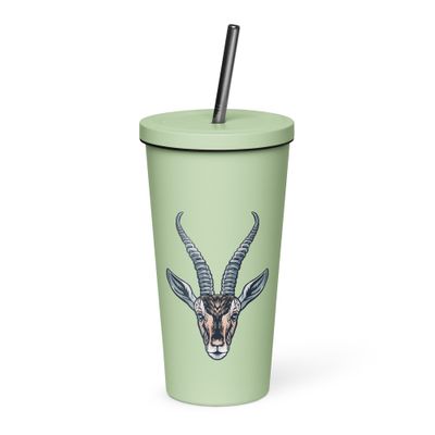African Gazelle Portrait Insulated Tumbler with a Straw