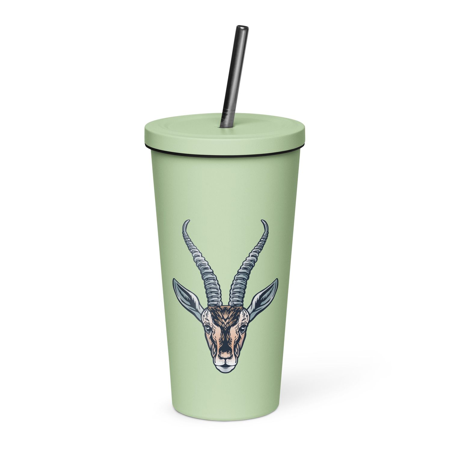 African Gazelle Portrait Insulated Tumbler with a Straw