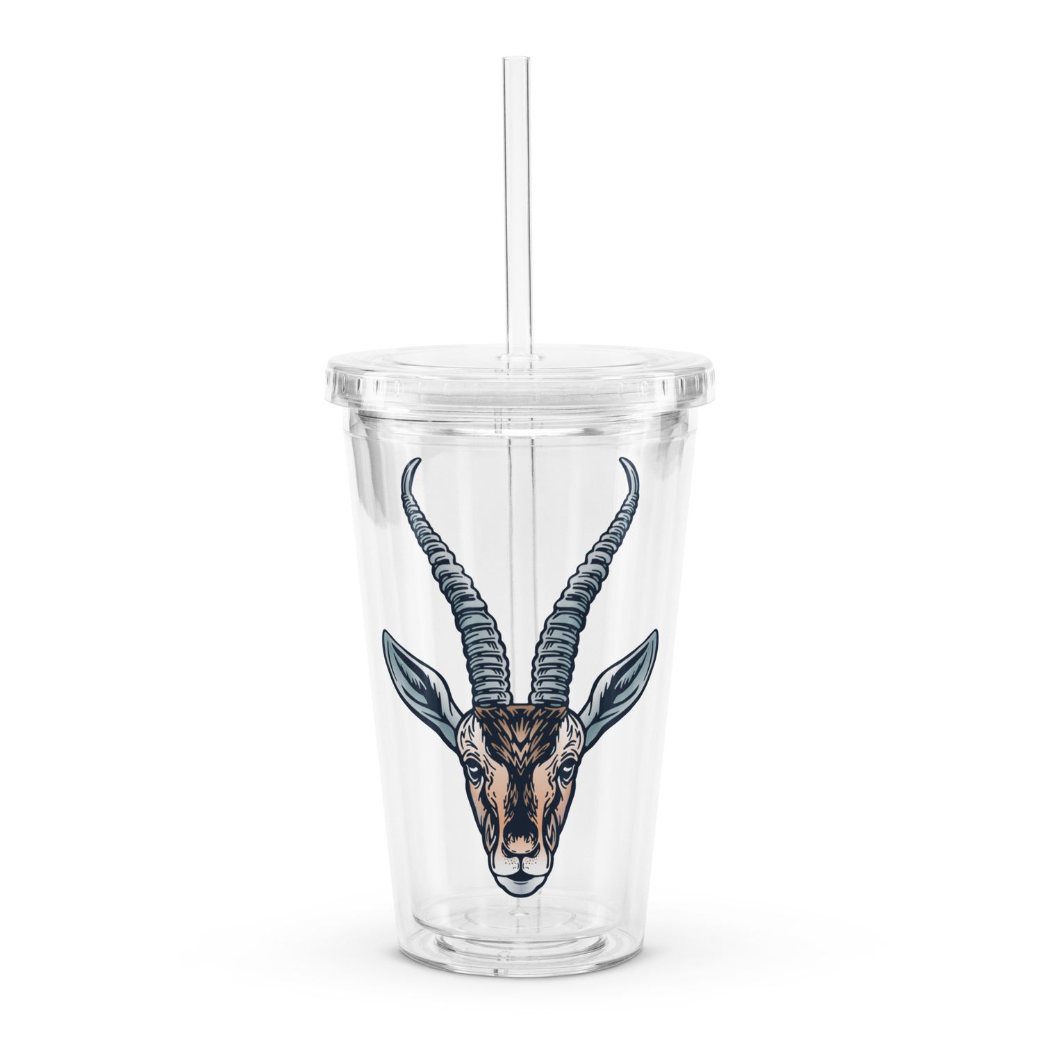 African Gazelle Portrait Clear Plastic Insulated Tumbler