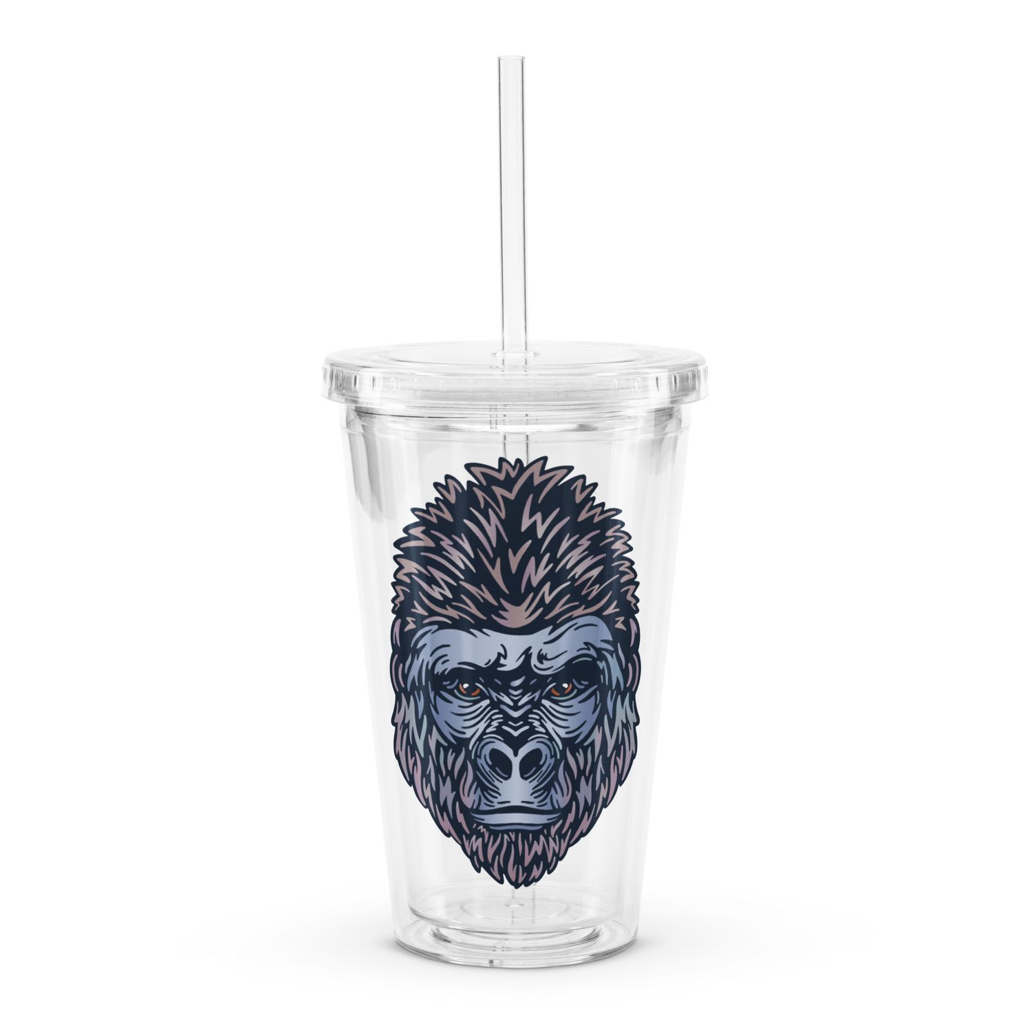 African Gorilla Portrait Clear Plastic Insulated Tumbler