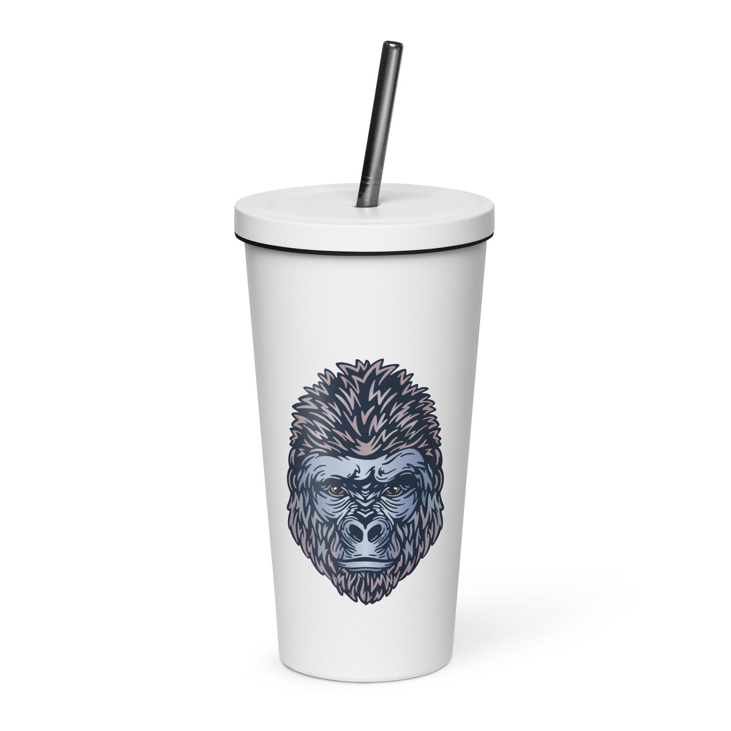 African Gorilla Portrait Insulated Tumbler with a Straw