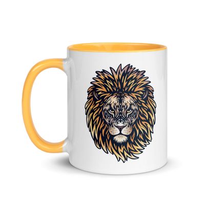 African Lion Portrait Mug with Color Interior