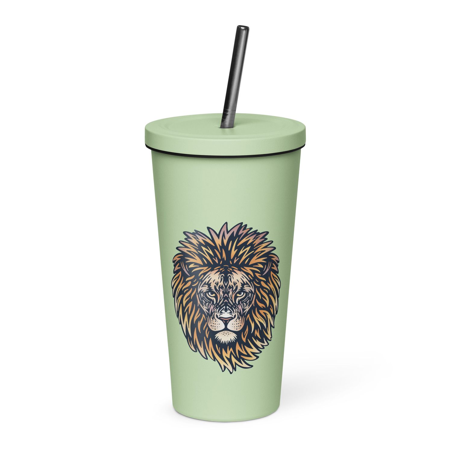 African Lion Portrait Insulated Tumbler with a Straw