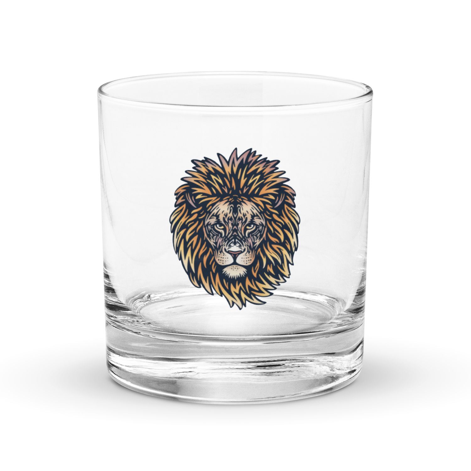 African Lion Portrait Rocks Glass