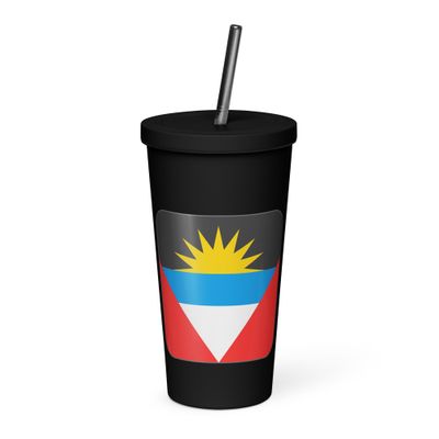 Antigua Flag Insulated Tumbler with a Straw