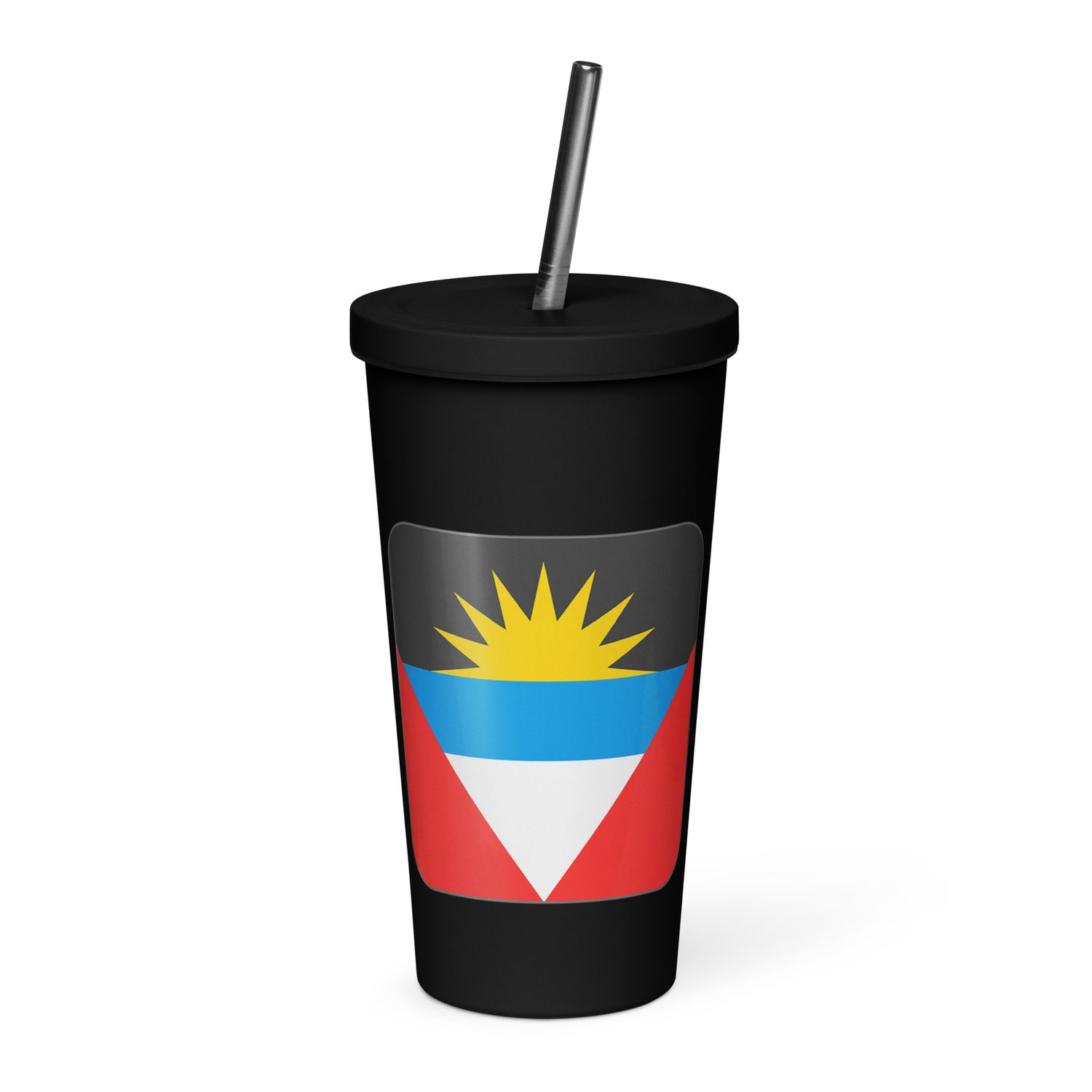 Antigua Flag Insulated Tumbler with a Straw