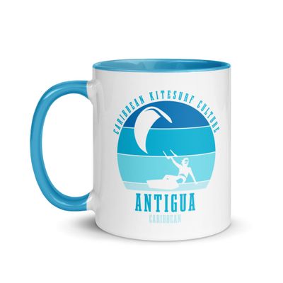 Antigua Kitesurfing Caribbean Kitesurfer Blue Mug with Color Interior