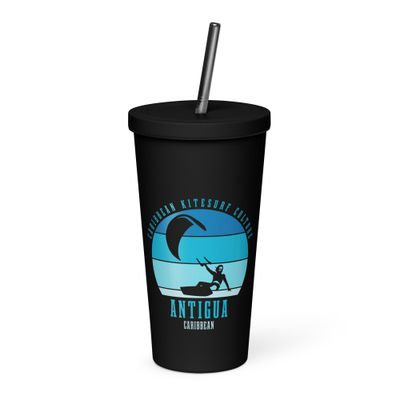 Antigua Kitesurfing Caribbean Kitesurfer Blue Insulated Tumbler with a Straw