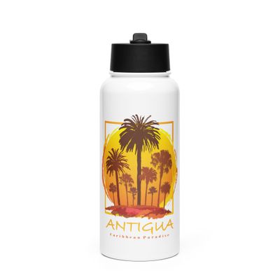 Antigua Sunset Palms Stainless Steel Water Bottle with a Straw Lid